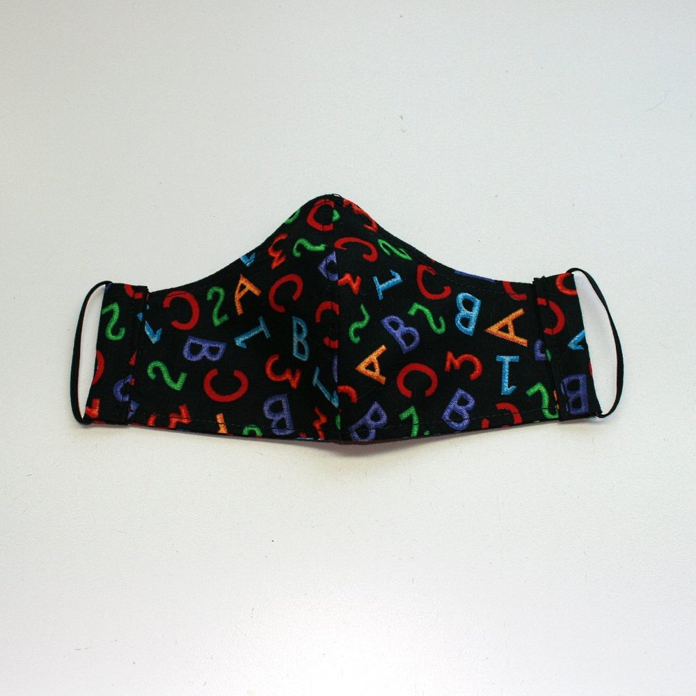 HANDMADE Kids Alphabet Fabric Face Mask Shield - Picture 2 of 3